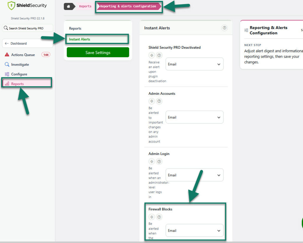 Firewall Blocks Email Report Option