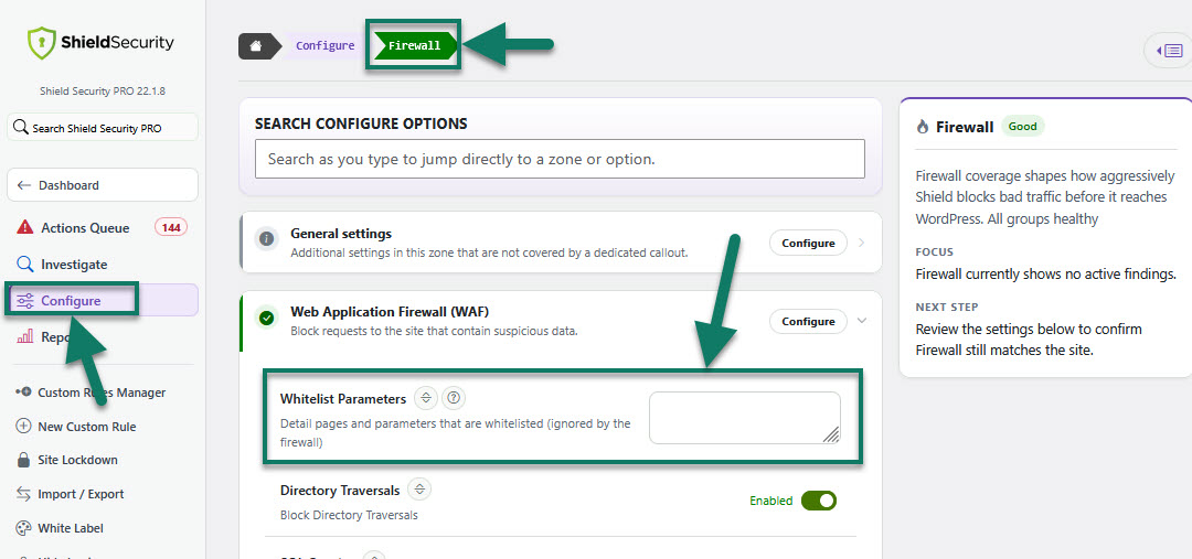 Shield Plugin: Firewall White List Setting