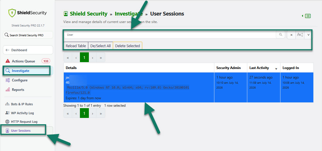 Review and Manage Current WordPress User Sessions