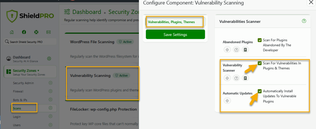 Shield Vulnerabilities Scanner Configuration