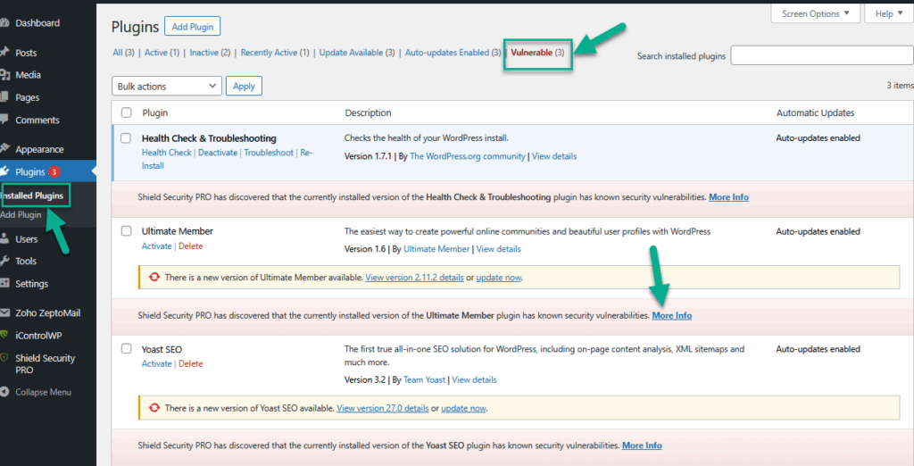 Plugin Vulnerabilities Example 1