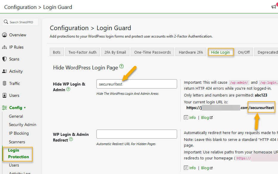 Shield Security Pro – Hide WordPress login page