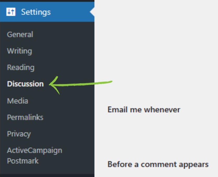 Get to the discussions section of your WordPress site.