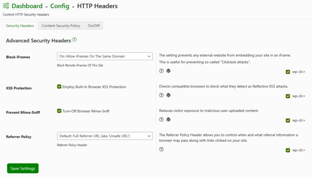Getting to the HTTP Headers section on Shield Security Pro