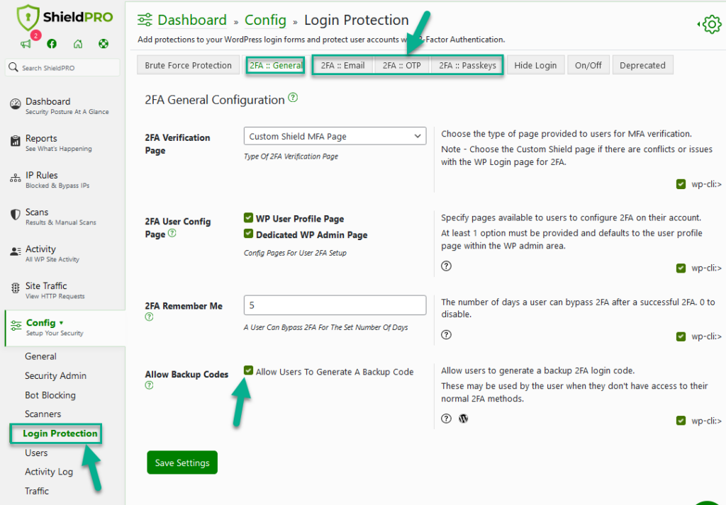 Configure two-factor authentication in Shield Security Pro