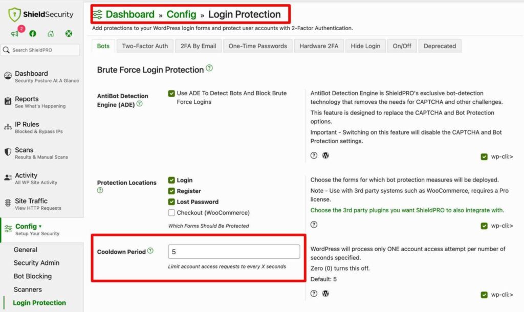 The Brute Force Login Protection mechanism limits login attempts.