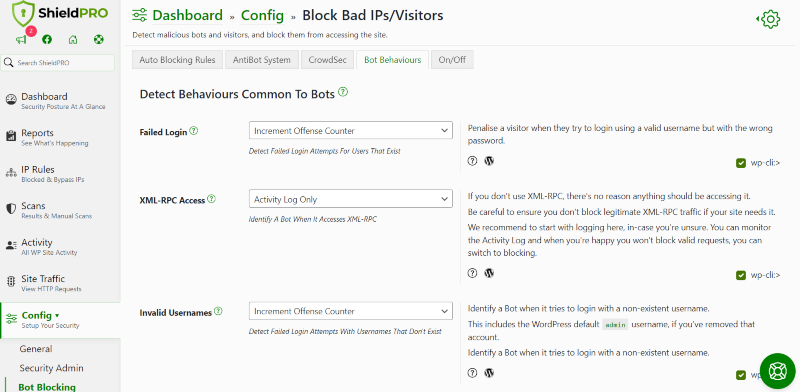 Shield Security PRO’s Bot Blocking feature