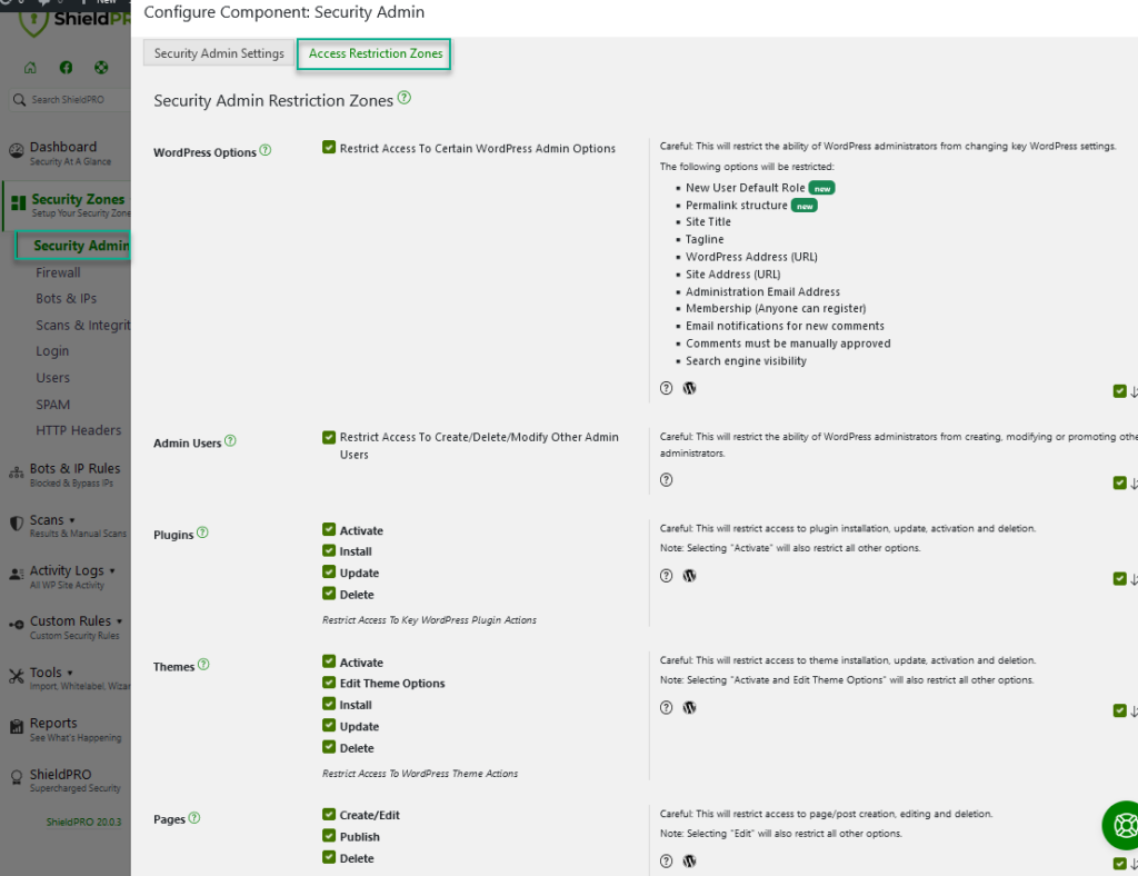 Security Admin Access Restriction Extensions