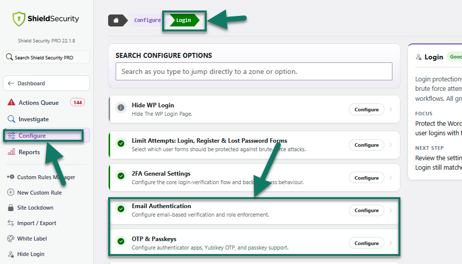 Shield Security PRO’s 2FA feature