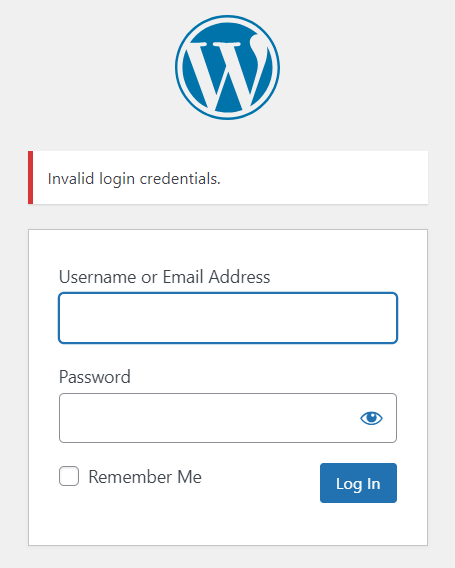 Changing the default WordPress error message to a custom one.