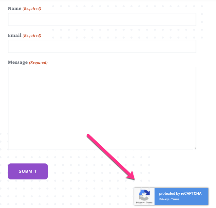 Get in touch form with reCAPTCHA logo .