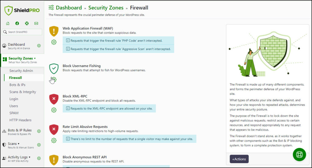 Shield Screenshot: Firewall Security Zone