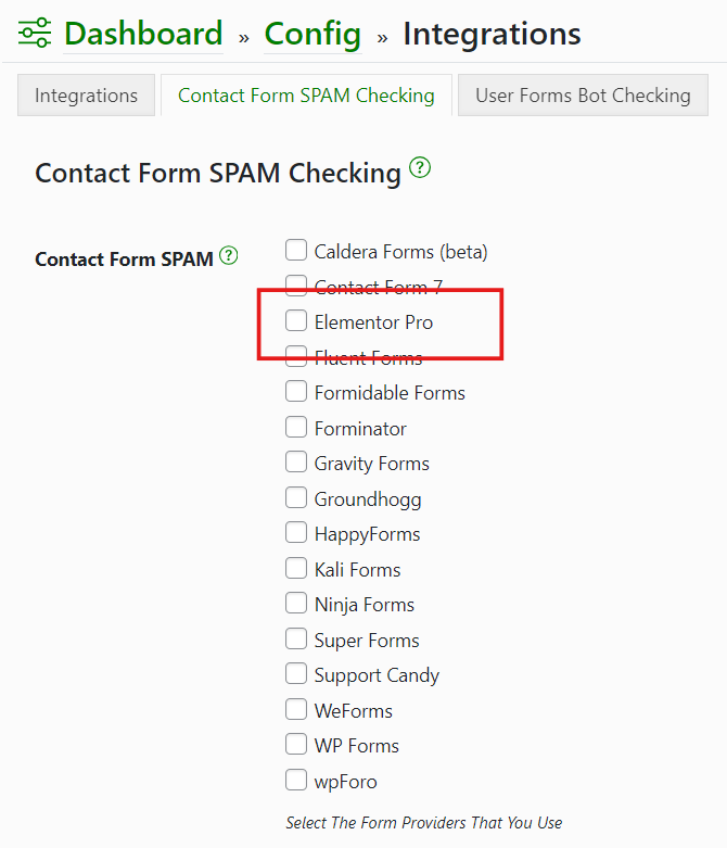 Shield Security’s contact form spam checking feature.