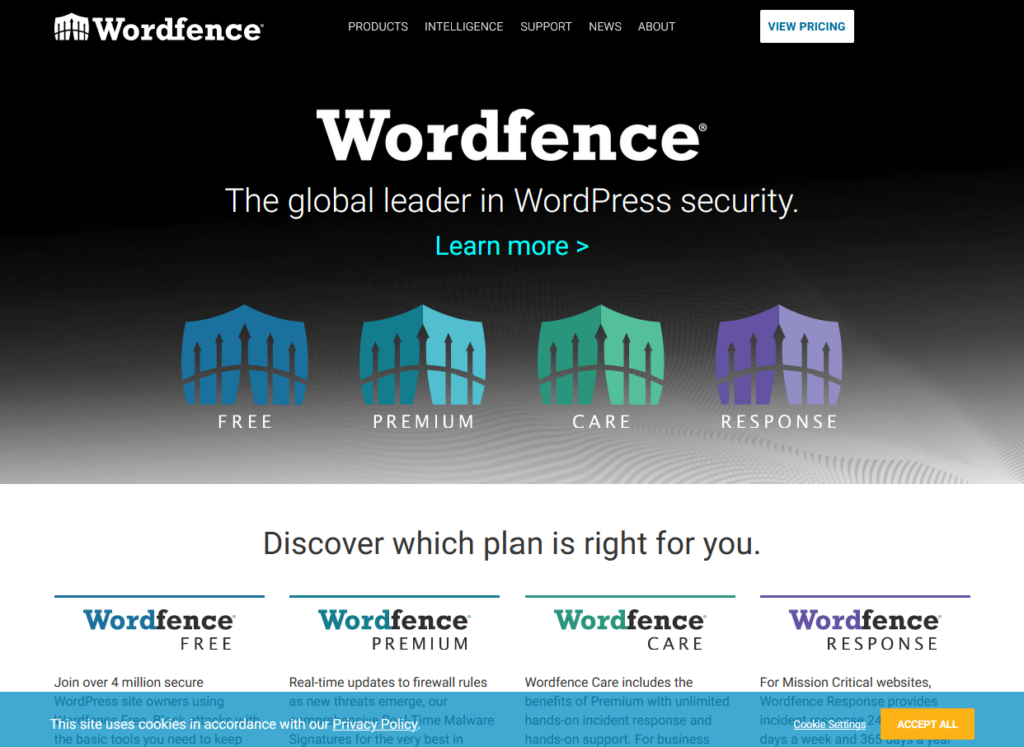 The Wordfence homepage