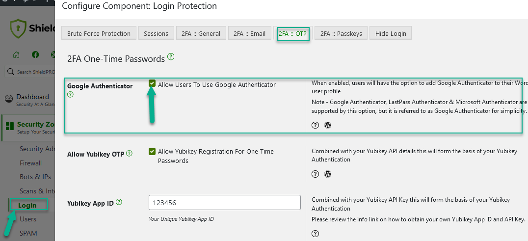 Enable Google Authenticator login for a WordPress site