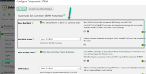 Shield Security Bot Comment SPAM Settings