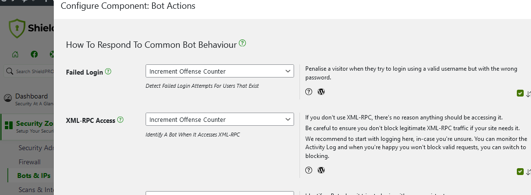 Shield Security PRO’s bot blocking feature