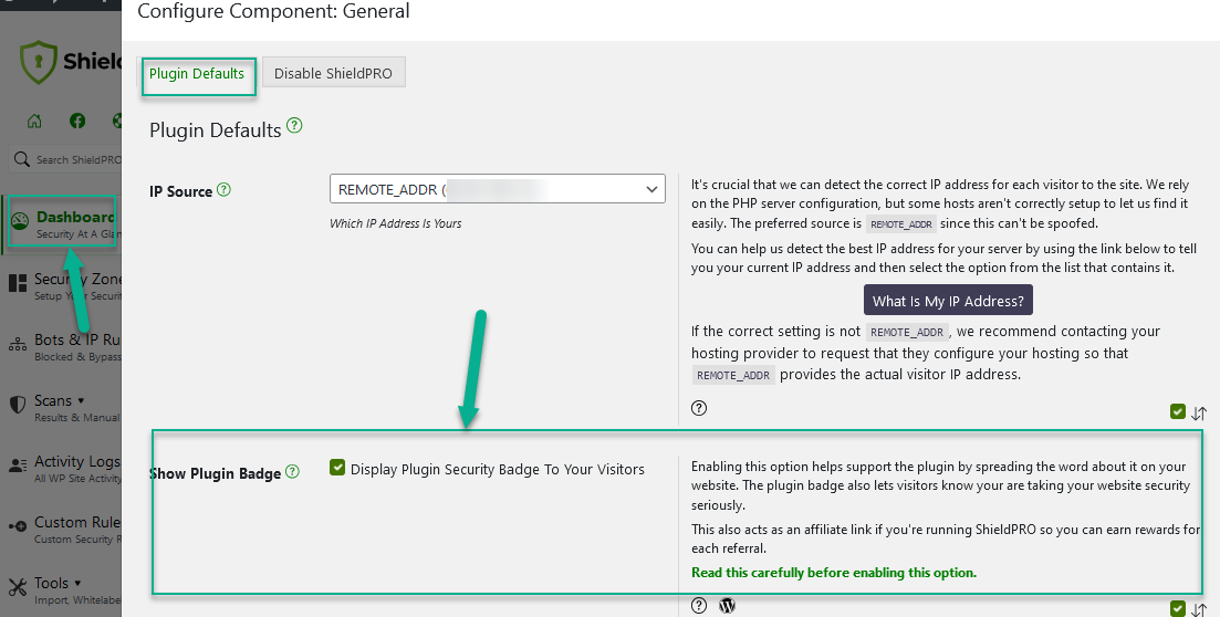 The WordPress Shield Security Plugin Badge 