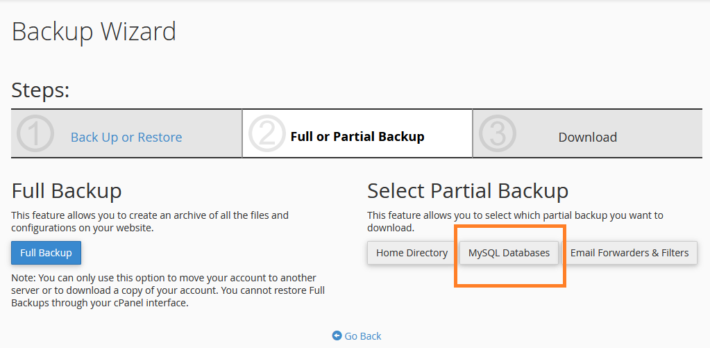 How to create mySQL database backups in cPanel.