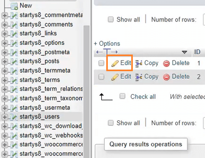 How to edit a table in phpMyAdmin.