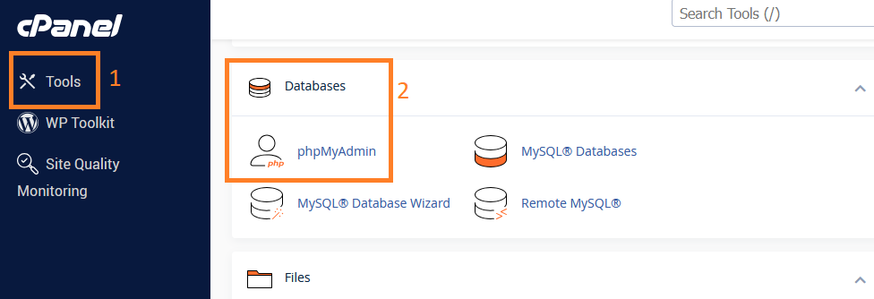 How to access phpMyAdmin in cPanel.