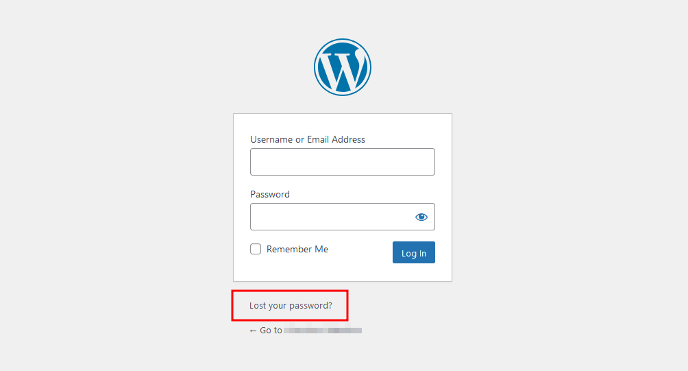 How to request a password reset link in WordPress.