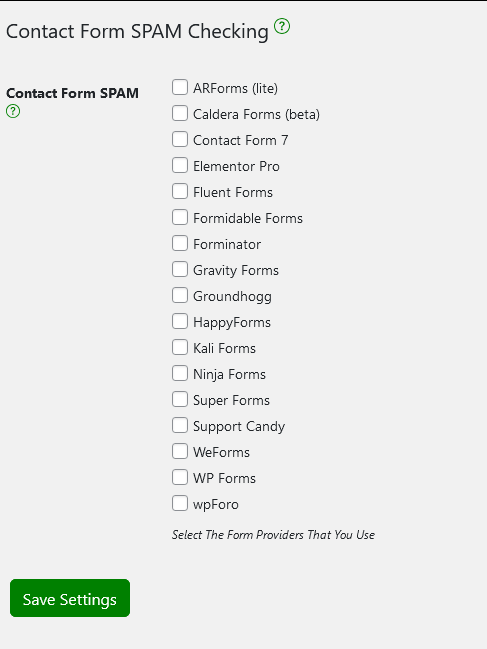 Supported WordPress form plugins in Shield Security PRO