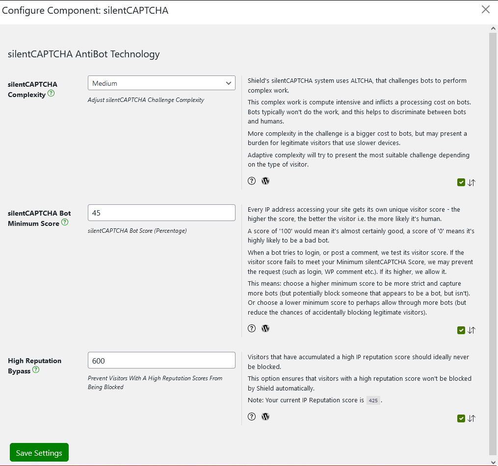 How to configure silentCAPTCHA in Shield Security PRO