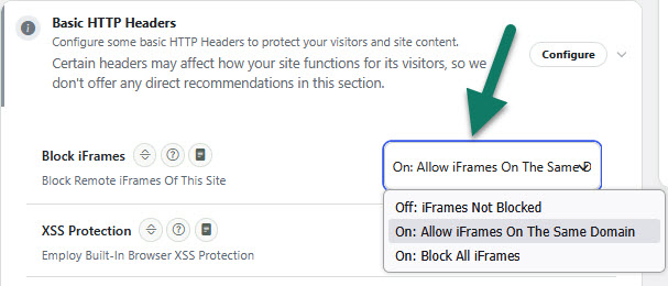 How to configure X-Frame-Options in Shield Security PRO.