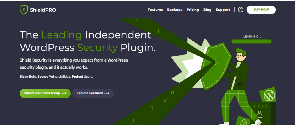 Shield Security PRO plugin home page.