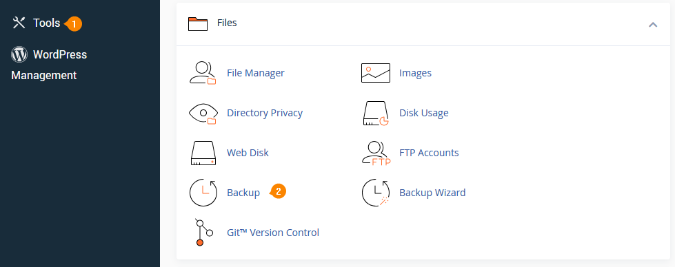 How to access the backups section of cPanel