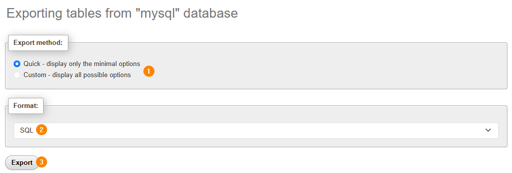 How to create a database backup with phpMyAdmin