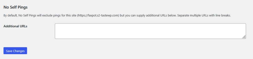 Excluding pings from different URLs using No Self Pings