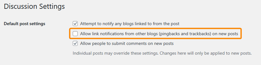 Turning off pingbacks and trackbacks in WordPress