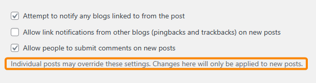 The pingback and trackback disclaimer in WordPress