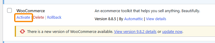 How to activate a downgraded plugin