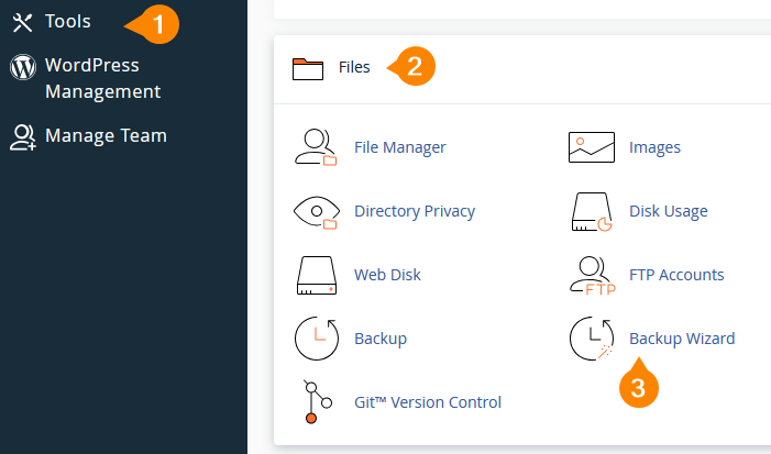 How to open the cPanel Backup Wizard