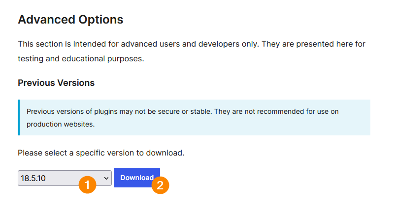 Downloading an old WordPress plugin version