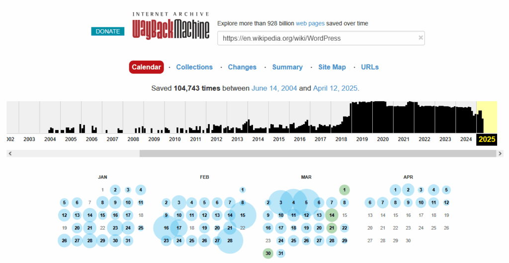 Wayback Machine URL lookup