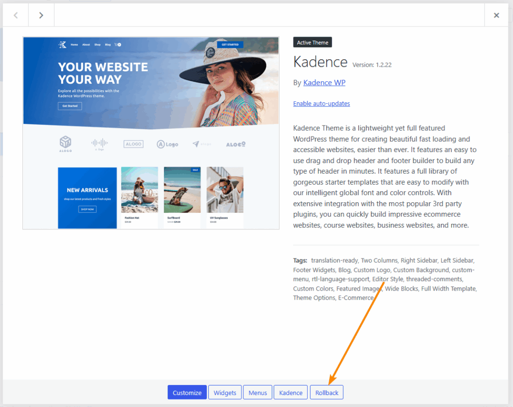 Rolling back WordPress themes with WP Rollback