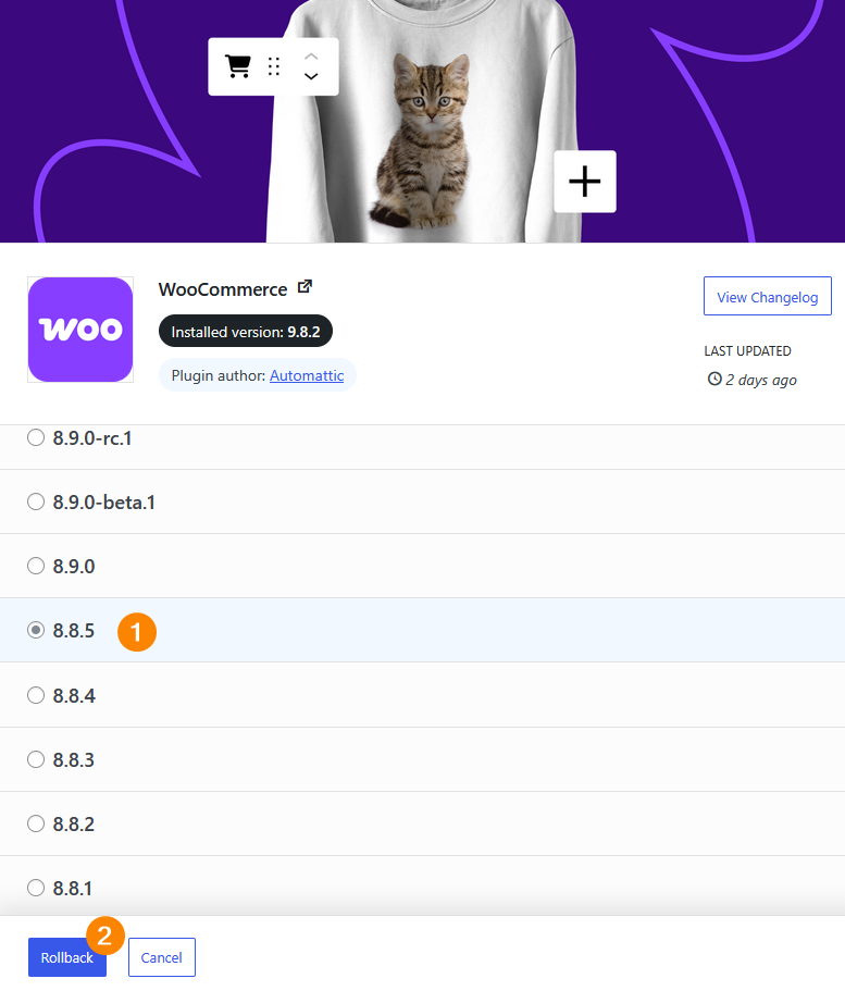 How to use WP Rollback to downgrade a plugin