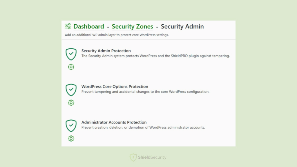 Security Admin in Shield Security PRO