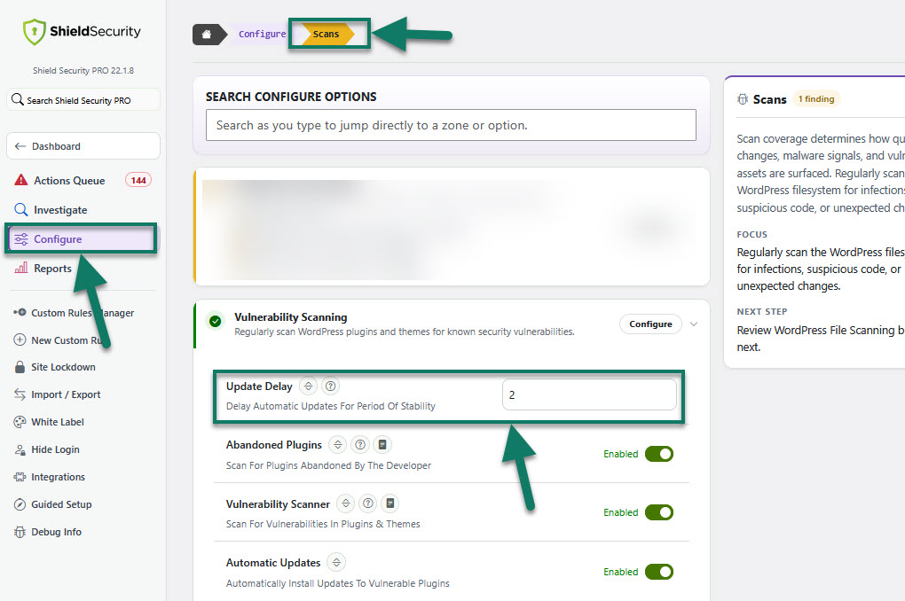 Managing WordPress auto-update delay settings with Shield Security PRO