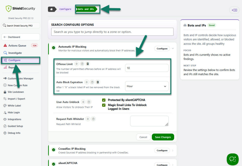 Shield Security Automatic Bad Visitors IP Blocking