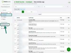 Shield Security WP Activity Log Example
